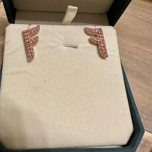 Fendi Elegant Pink Crystal Earrings